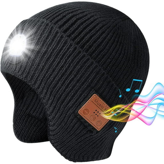 Bluetooth Beanie Hat with Light, Built-in Wireless Headphones LED Light - USB Rechargeable Bluetooth Hat