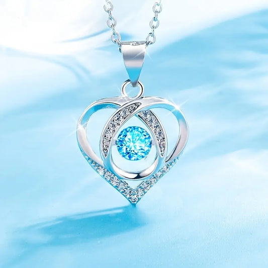 Heart Pendant Necklace with Blue Stone – Classic Style